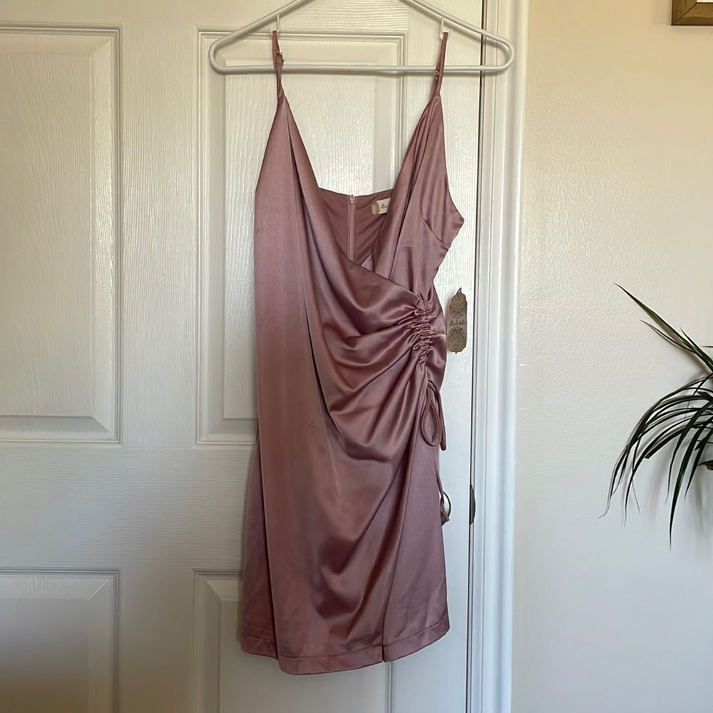Altar’d State Lavender pink satin silk Wrap Style Dress NWT medium M New…